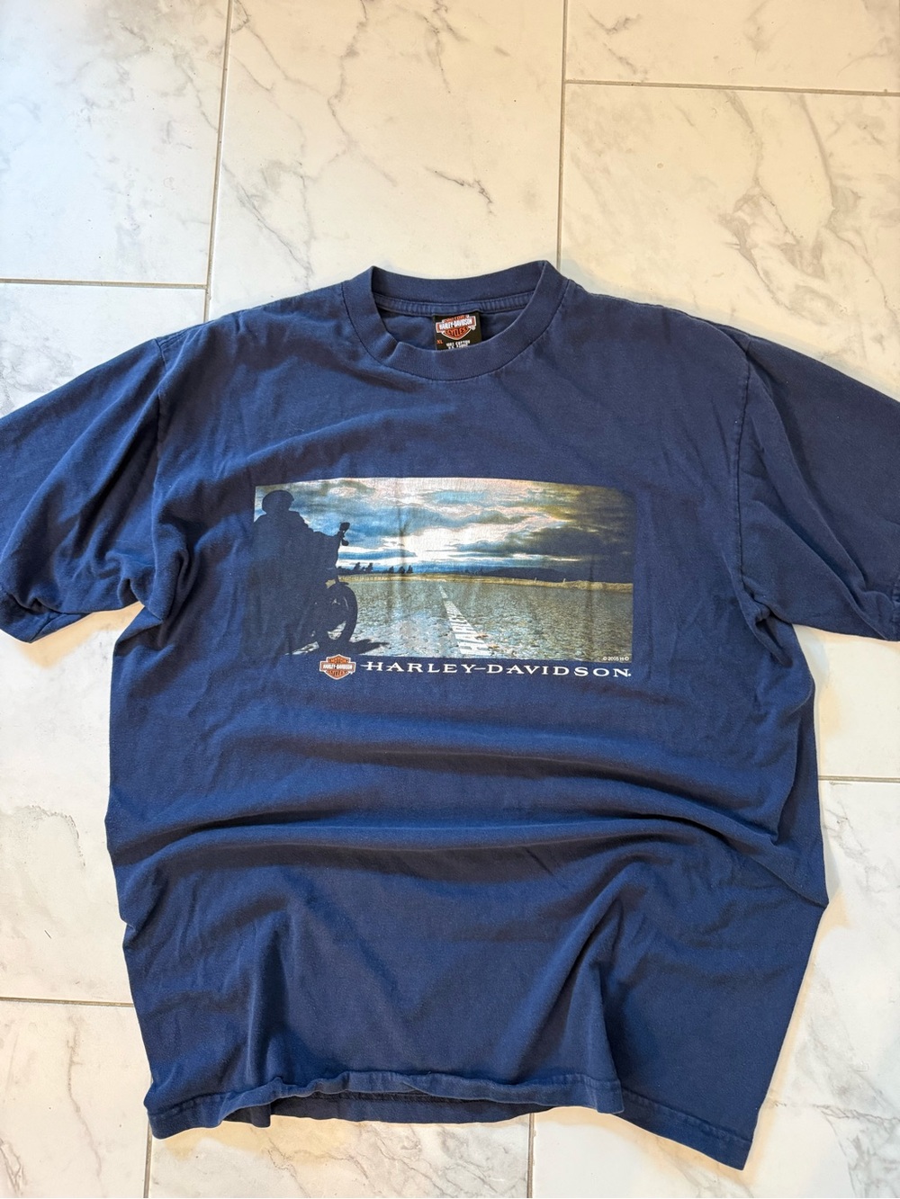 Vintage Harley Davidson Melbourne Florida Biker Road Sky View y2k Navy Shirt XL